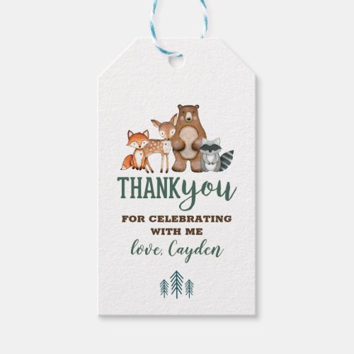 Wild One Woodland Animal First Birthday favor Gift Gift Tags