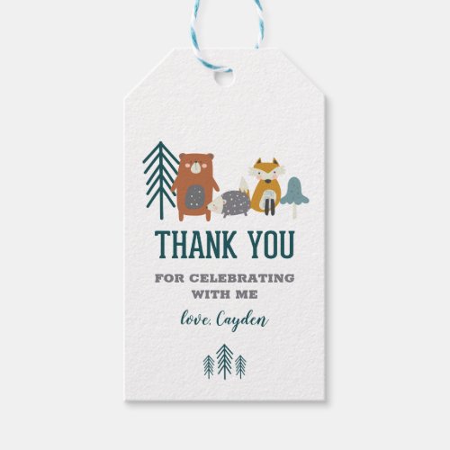 Wild One Woodland Animal First Birthday favor Gift Tags