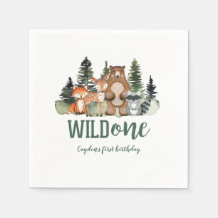 Wild One Woodland Animal First Birthday Napkins