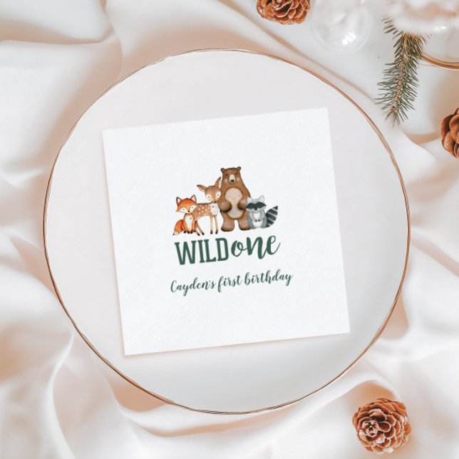 Wild One Woodland Animal First Birthday Napkins (Creator Uploaded)