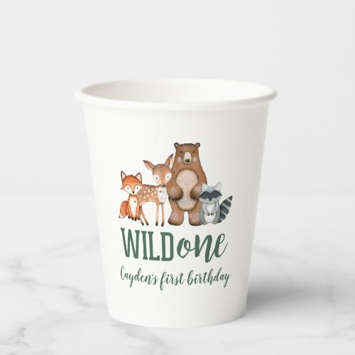 Wild One Woodland Animal First Birthday Paper Cups