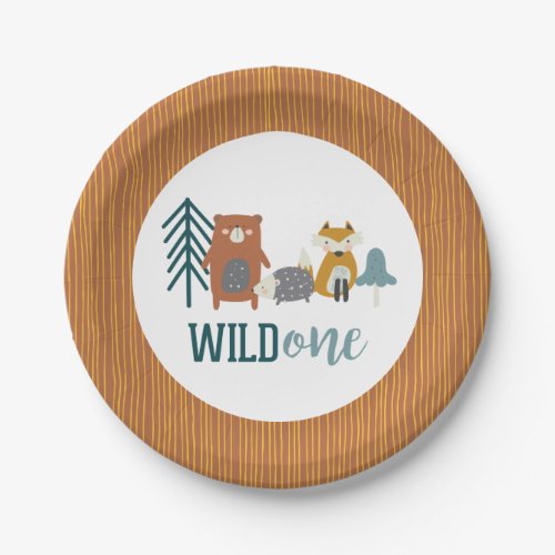 Wild One Woodland Animal First Birthday Paper Plat Paper Plates