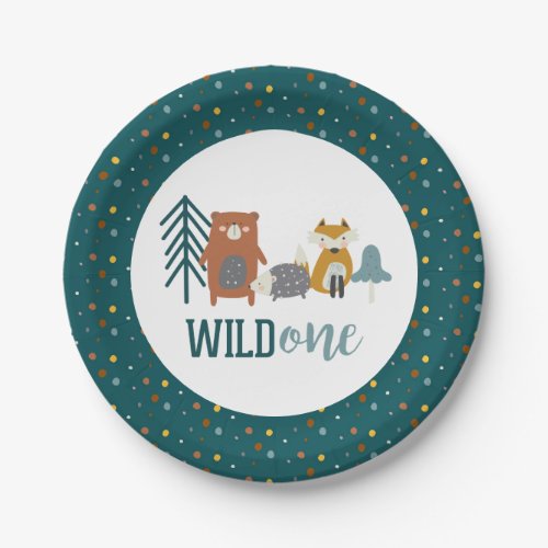 Wild One Woodland Animal First Birthday Paper Plates