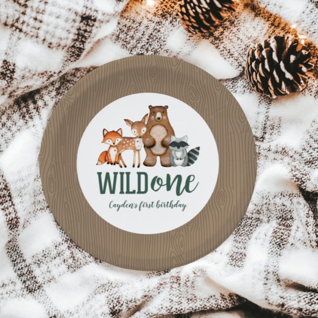 Wild One Woodland Animal First Birthday Paper Plates (Creator Uploaded)