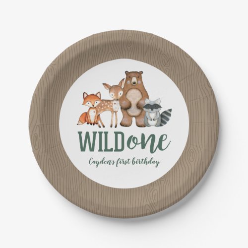 Wild One Woodland Animal First Birthday Paper Plates