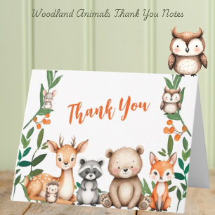 Wild One Woodland Animals Baby Shower Thank You Card
