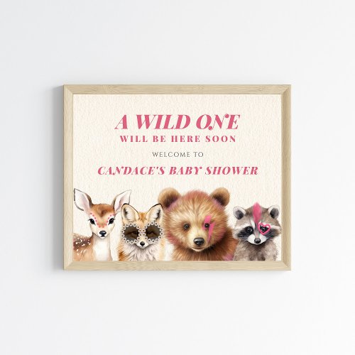 Wild One Woodland Animals Baby Shower Welcome Poster