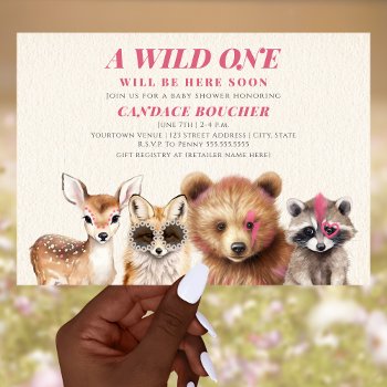 Wild One Woodland Animals Festival Baby Shower Invitation by JillsPaperie at Zazzle