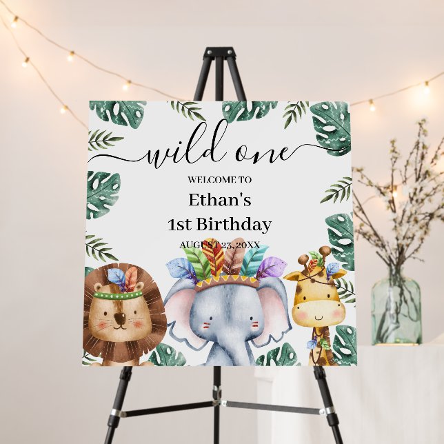 Wild One Woodland Animals Forest 1st Birthday Foam Board (In Situ (Stand))