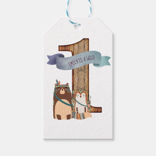 Wild One Woodland Animals Partyware Customizable Gift Tags