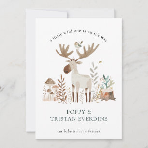 Wild One Woodland Animals Pregnancy Invitation