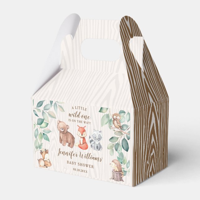 Wild one woodland baby shower candy favor boxes (Front Side)