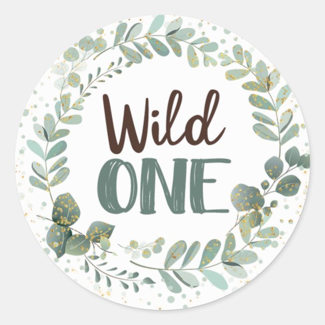 Wild One Woodland Birthday Stickers Favor Labels (Front)