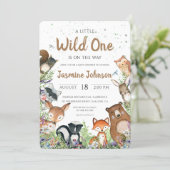 Wild One Woodland Creatures Baby Shower Invitation (Standing Front)