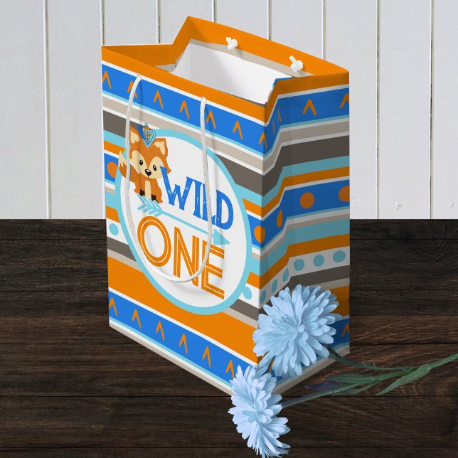 Wild One Woodland Fox 1st Birthday Gift Bag (Wild One Forest Fox 1st Birthday Medium Gift Bag )