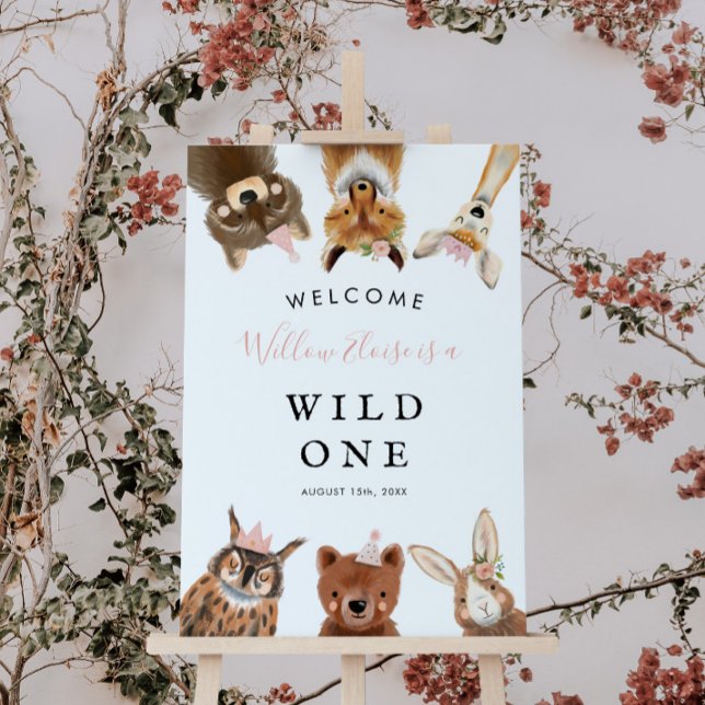 Wild One Woodland Girl Birthday Party Welcome  Foam Board (Creator Uploaded)