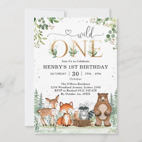 Wild One Woodland Party Animals Boy 1st Birthday