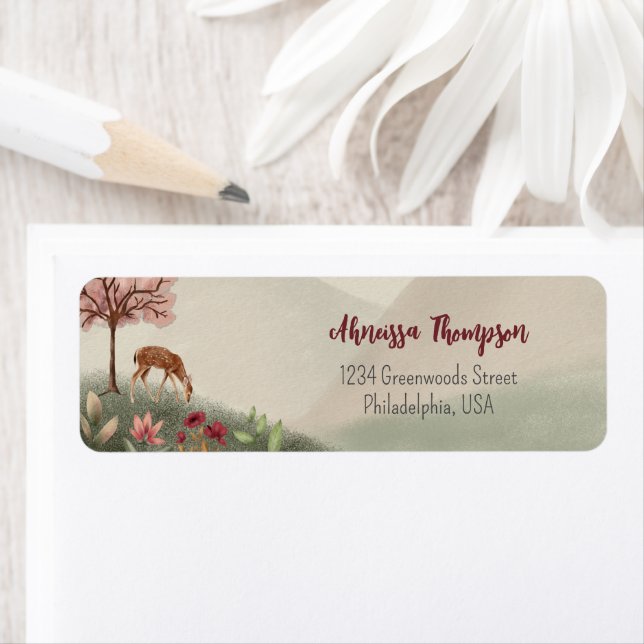 Wild One Woodland Scene Deer First Birthday Label (Insitu)