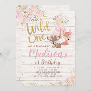 Wild One, Woodland, Tribal Invitation