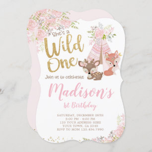 Wild One, Woodland, Tribal Invitation