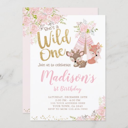 Wild One Woodland Tribal Invitation