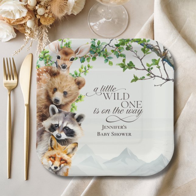 Wild One Woodland Wildlife Baby Shower Party Table Paper Plates (Creator Uploaded)