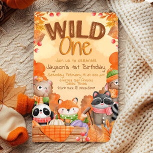 Wild One Woodlands 1st Birthday Invitation