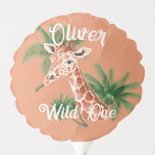 Wild One Year Safari giraffe 1st Birthday Balloon