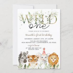 Wild One Zoo Animal Birthday Invitation