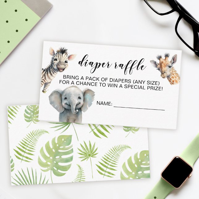 Wild one zoo animals diaper raffle ticket cards (Creator Uploaded)