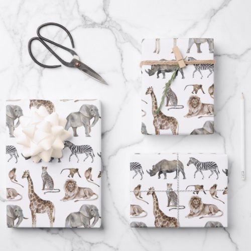 Wild One Zoo Animals Wrapping Paper Sheets