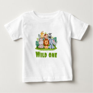 Wild One Zoo Birthday Safari Jungle Animal Baby Baby T-Shirt