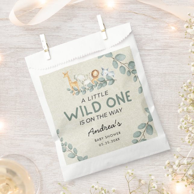 Wild One Zoo Theme Baby Shower Favor Bag (Clipped)