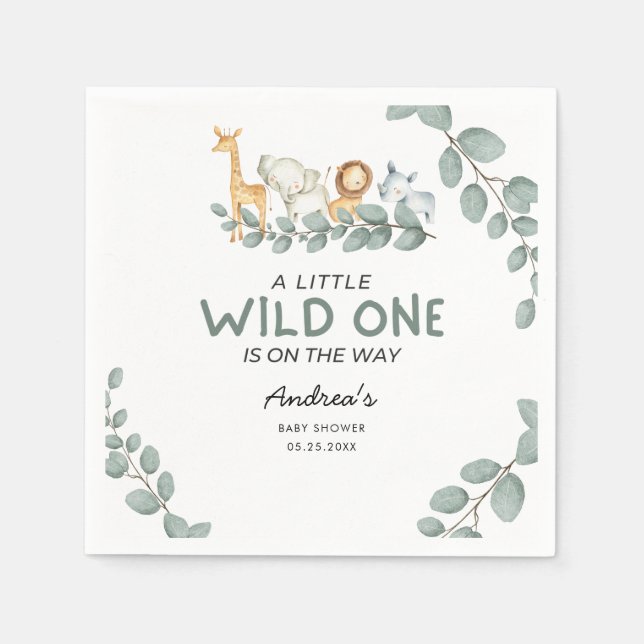 Wild One Zoo Theme Baby Shower Napkins (Front)