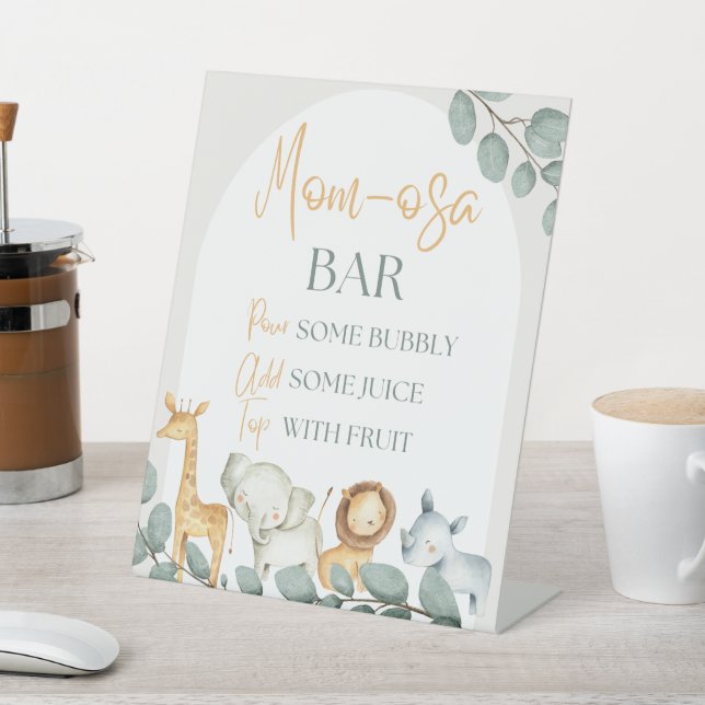 Wild One Zoo Theme Baby Shower Pedestal Sign (In SItu)