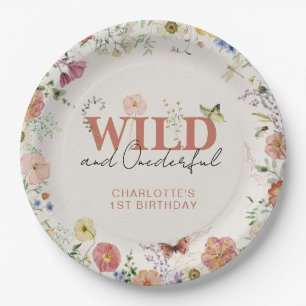 Wild & Onederful Pressed Flowers Girl 1st Birthday Paper Plates