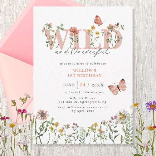 Wild  Onederful Wildflower 1st Birthday Invitation
