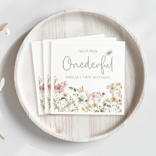 Wild & Onederful Wildflower 1st Birthday Party Napkins