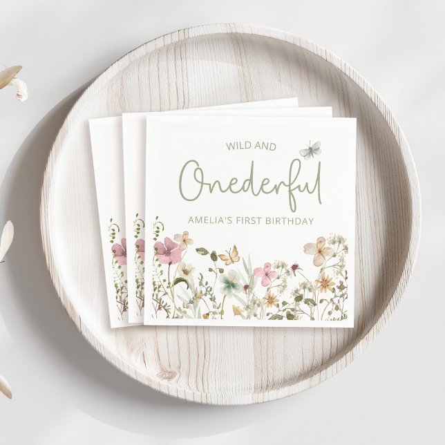 Wild & Onederful Wildflower 1st Birthday Party Napkins (Creator Uploaded)