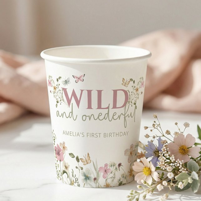 Wild & Onederful Wildflower 1st Birthday Party Paper Cups (Creator Uploaded)