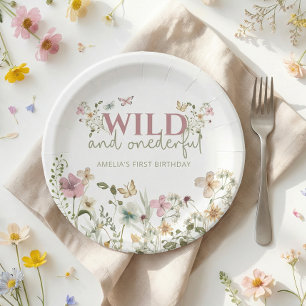 Wild & Onederful Wildflower 1st Birthday Party Paper Plates