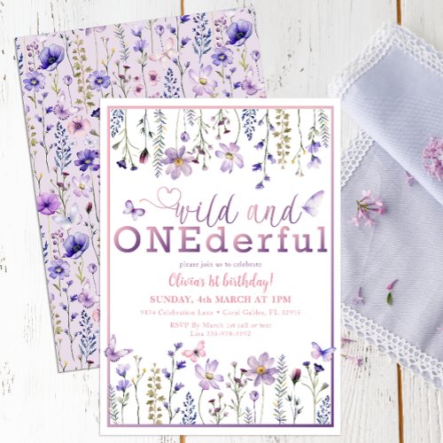 Wild  Onederful Wildflower First Birthday Invitation