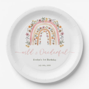 Wild & Onederful Wildflower Rainbow 1st Birthday Paper Plates