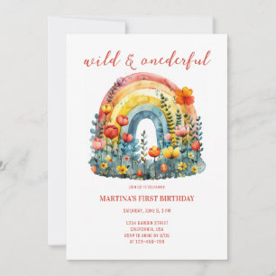 Wild & Onederful Wildflower Rainbow Birthday Invitation