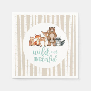 Wild Onederful Woodland Animal First Birthday Napkins