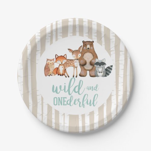 Wild Onederful Woodland Animal First Birthday Pape Paper Plates