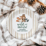 Wild Onederful Woodland Animal First Birthday Paper Plates<br><div class="desc">Wild One! Watercolor Woodland Animal Birthday with bear,  fox,  deer,  raccoon and trees and birch tree background.</div>