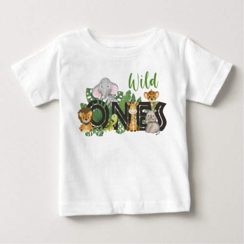 Wild Ones Jungle Safari Animals Birthday twins Baby T_Shirt
