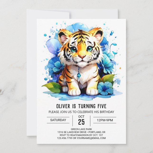 Wild One's Tiger Boy Birthday Invitation (Front)