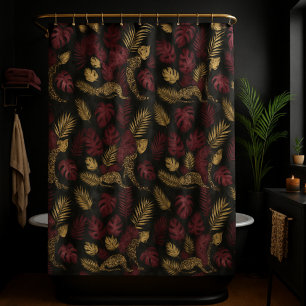 Wild Opulence Burgundy & Gold Jungle Shower Curtain